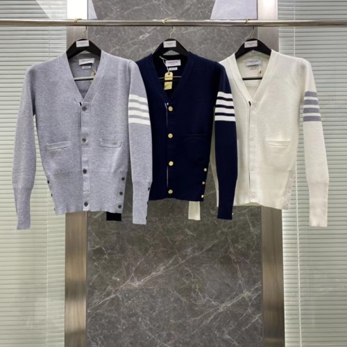 [Thom Browne] 톰브라운 코튼 크레이프 V-넥 4-바 카디건 FKC207A00219415