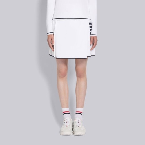 [Thom Browne] 톰브라운 비스코스 티핑 플리츠 랩 미니 스커트 FKK109AY5501100