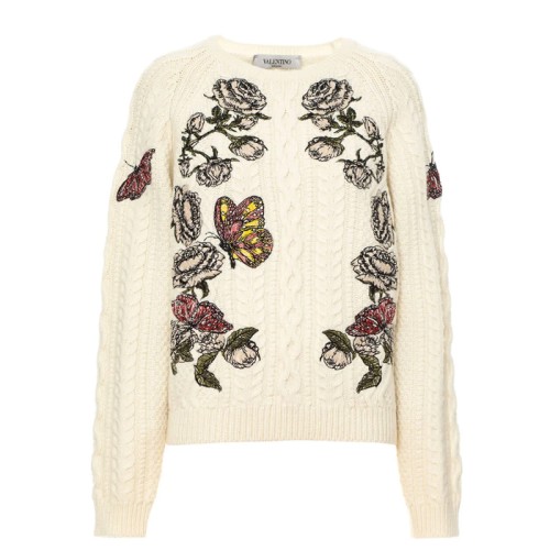 [Valentino] 발렌티노 Floral Cableknit Sweater WB3KC25I6MU