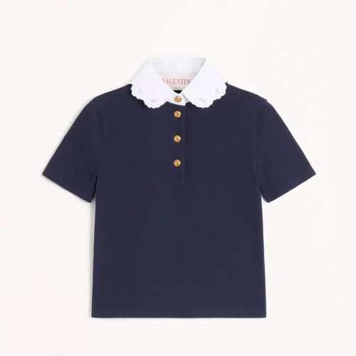 [Valentino] 발렌티노 자수 코튼 스셔츠 폴로 셔츠 6B3MH00Z95U_598