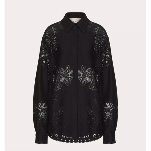 [Valentino] 발렌티노 발렌티노 코튼 기퓌르 자르뎅 플랫 오버셔츠 4B3CI1038GR_0NO