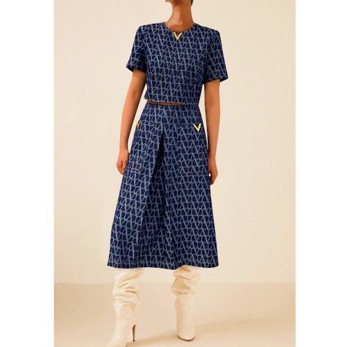 [Valentino] 발렌티노 V로고 데님 투피스 24052541