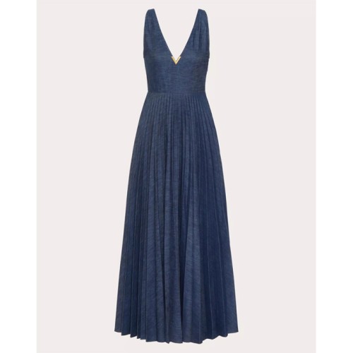 [Valentino] 발렌티노 샴브레이 데님 플리세 드레스 4B3DA02F8CT_558