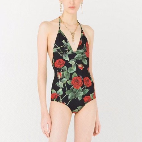 [D & G] 돌체앤가바나 Rose-print one-piece swimsuit O9A73JFSGXEHN2ZO