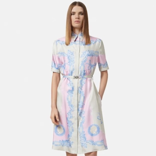 [VERSACE] 베르사체 Cameo 실크 미니 셔츠 드레스 1019952-1A14437_5PD60