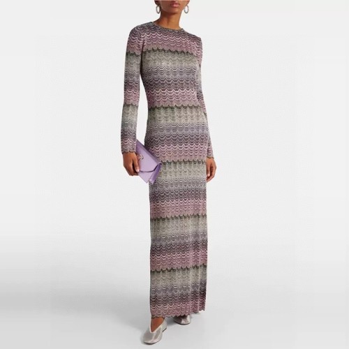 [MISSONI] 미쏘니 Long dress with lamé Greek motif DS24WG1TBK039ISM9G5