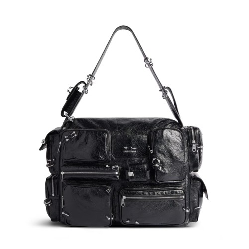 [Balenciaga] 발렌시아가 수퍼비지 라지 피어싱 슬링백 블랙 7021682ABDJ1000