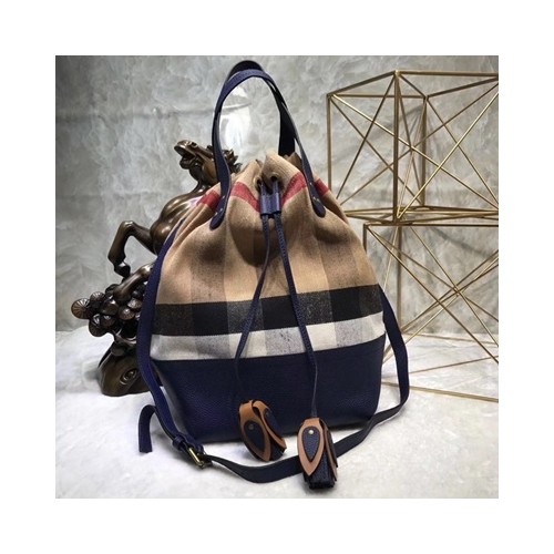 [Burberry] 버버리 미디엄 캔버스 체크 가죽 버킷 백 4053324