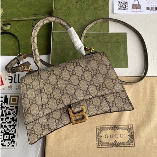 [Gucci] 구찌 * 발렌시아가 GG 수프림 캔버스 아워글래스 탑 핸들백 21060232
