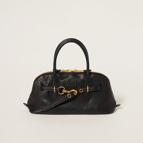 [Miumiu] 미우미우 아방뛰르 나파 가죽 탑 핸들 백 레귤러 5BB168_2BBL_F0002_V_OOO
