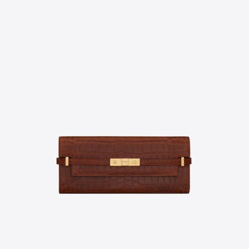 [Saint Laurent] 생로랑 맨해튼 클러치 인 크로커다일 엠보시드 레더 695949