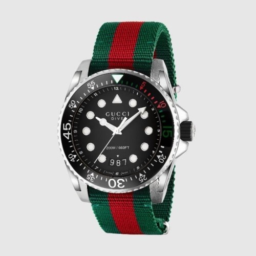 [Gucci] 구찌 다이브워치 45mm 블랙 매트 다이얼 쿼츠 나일론 스트랩 561680 I1820 8652