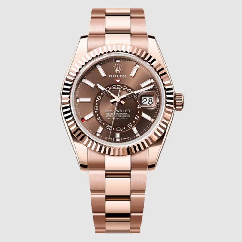 [Rolex] 롤렉스 스카이 드웰러 오이스터 42mm 브라운 다이얼 오토매틱 메탈 시계 336935