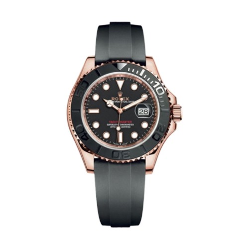 [Rolex] 롤렉스 요트마스터 블랙 세라믹 베젤 블랙 다이얼 오토매틱 무브먼트 러버스트랩 시계 126655
