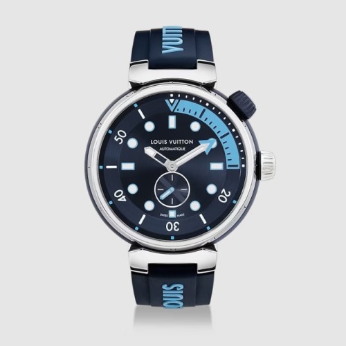 [Louis vuitton] 루이비통 땅부르 스트리트 다이버 러버 스트랩 오토매틱 러버밴드 시계 3color QBB172