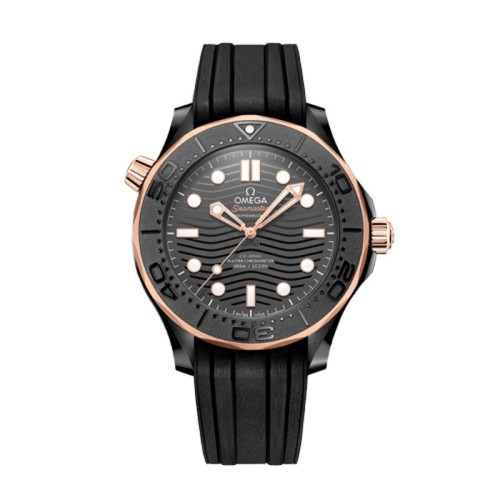 [OMEGA] 오메가 씨마스터 43.5mm 블랙 다이얼 오토매틱 러버 스트랩 시계 210.62.44.20.01.001