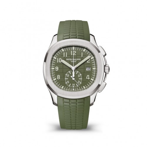 [Patek Philippe] 파텍필립 아쿠아넛 42.2mm 플라이백 크로노그래프 카키 그린 다이얼 오토매틱 러버밴드 시계 5968G