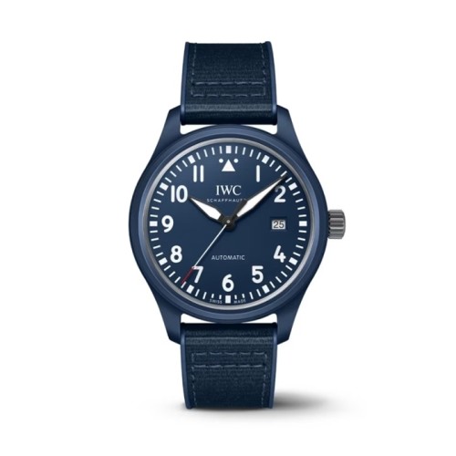 IWC 파일럿 라우레우스 스포츠재단 에디션 41mm 블루 다이얼 오토매틱 블루 러버 스트랩 시계 IW328101