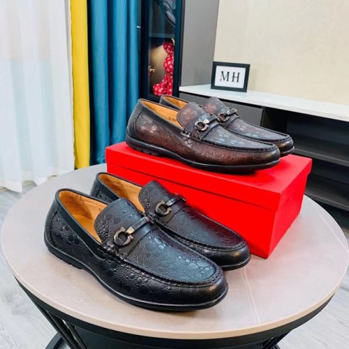 [Ferragamo] 페레가모 로고 레더 드라이빙 슈즈 21080235