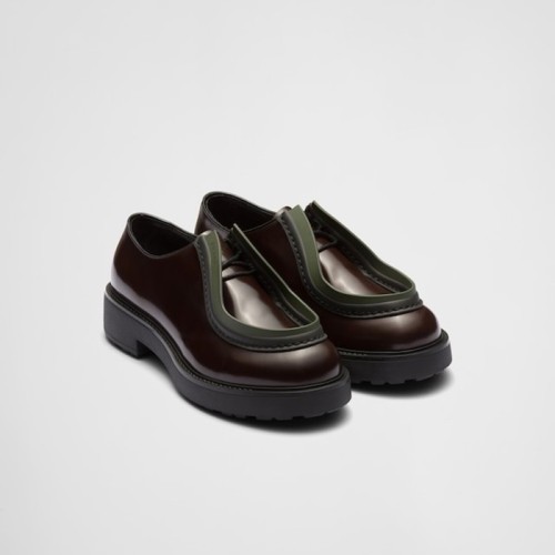 [Prada] 프라다 디아파종 불투명 브러쉬드 가죽 레이스업 슈즈 2EG421