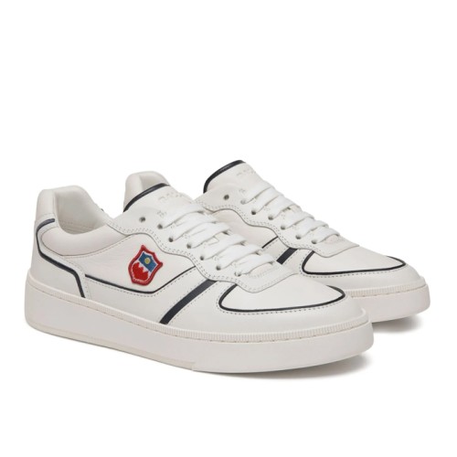 [Bally] 발리 Raise Sneaker in White and Navy Blue Leather 761346633187