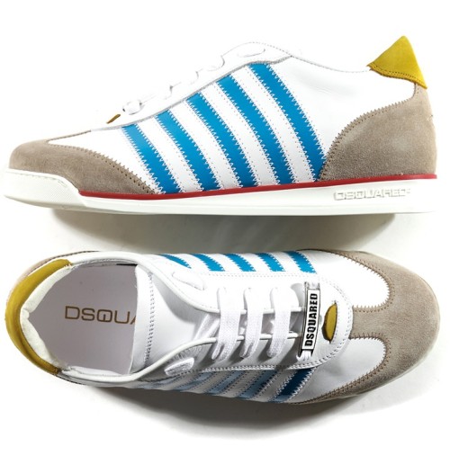 DSQUARED2 디스퀘어드 메이플 멀티 스트라이프 스니커즈 (화이트+라잇블루) 14SS - SN419 V065 M073