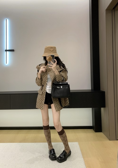 구찌 후드트렌치자켓