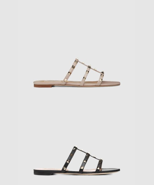 [VALENTINO-발렌티노]락스터드 플랫 슬리퍼