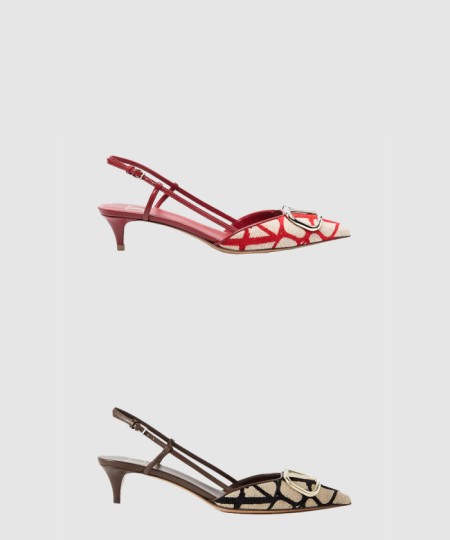 [VALENTINO-발렌티노]아이코노그래피 브이로고 시그니처 슬링백 펌프스