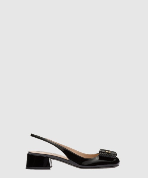 [MIUMIU-미우미우]메탈릭 가죽 샌들 F0002