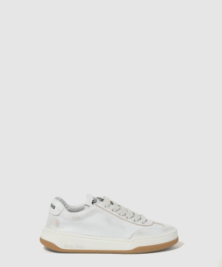 [MIUMIU-미우미우]블리치드 가죽 스니커즈 5E118E