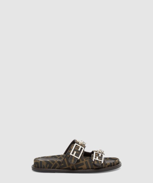 [FENDI-펜디]갈색 패브릭 슬라이드 8X8326