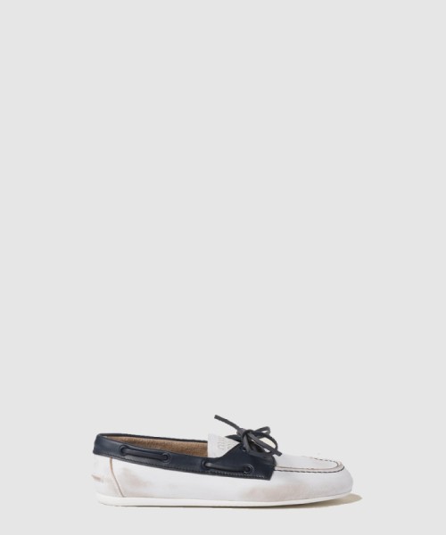 [MIUMIU-미우미우]안감 없는 블리치드 투톤 가죽 로퍼 5D123E