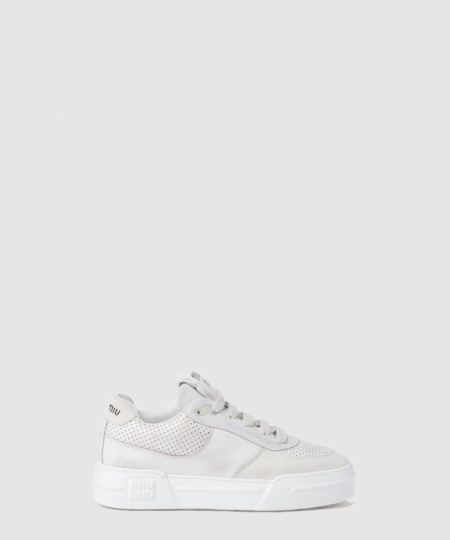 [MIUMIU-미우미우]블리치 가죽 스웨이드 스니커즈 5E150E