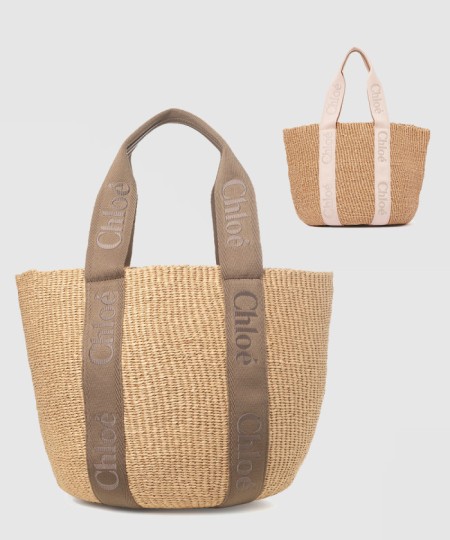 [CHLOE-끌로에]천연 섬유 WOODY 라지 토트백 AS380