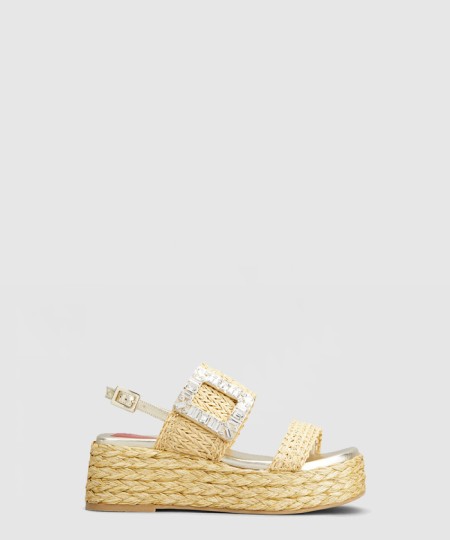 [ROGER VIVIER-로저비비에]다이아몬드 버클 라피아 웨지 샌들 7343