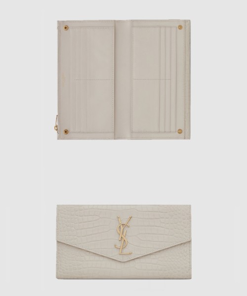 [SAINT LAURENT-생로랑]업타운 크로커 엠보 광택 가죽 라지갑 582124