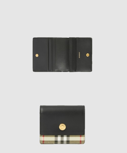 [BURBERRY-버버리]빈티지 체크 및 가죽 작은 접이식 지갑 80622851