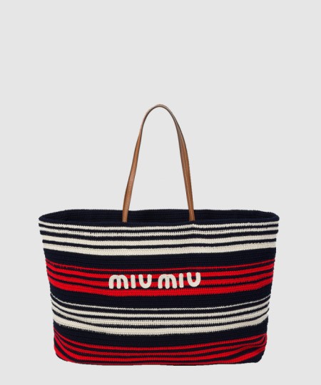 [MIUMIU-미우미우]라피아 앤 코튼 토트백 5BG228