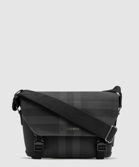 [BURBERRY-버버리]차콜 체크 레더 스몰 메신저백 80653351