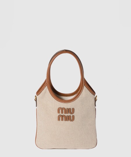 [MIUMIU-미우미우]캔버스 및 가죽 아이비 백 5BA281