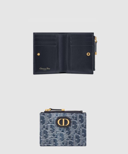 [DIOR-디올]30 Montaigne 몽테인 달리아 지갑 데님 S2197