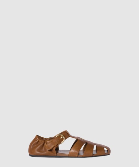 [MIUMIU-미우미우]러플 나파 가죽 버킷 샌들 5E395E