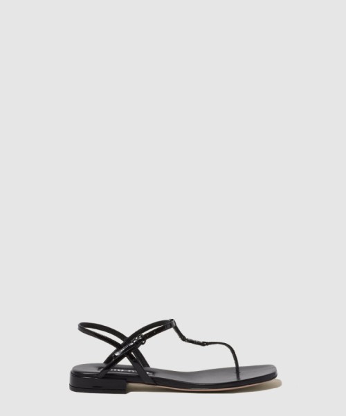 [MIUMIU-미우미우]에나멜 가죽 끈 샌들 5Y895D