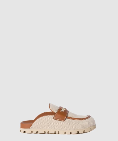 [MIUMIU-미우미우]캔버스와 가죽 뮬 5D377E