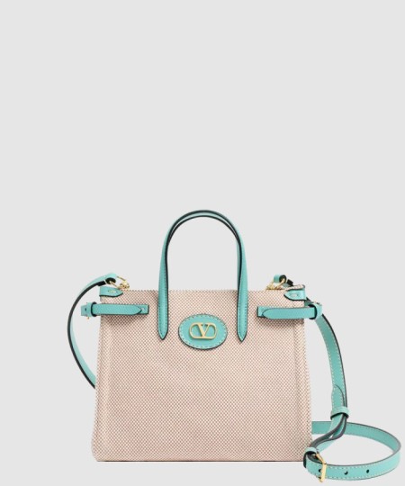 [VALENTINO-발렌티노]가라바니 앙티브 카룽 디테일 캔버스 스몰 쇼퍼백