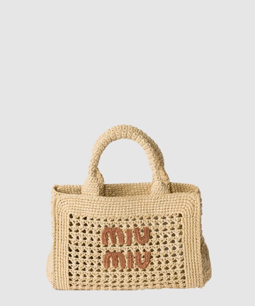 [MIUMIU-미우미우]라피아 효과 우븐 핸드백 5BA219