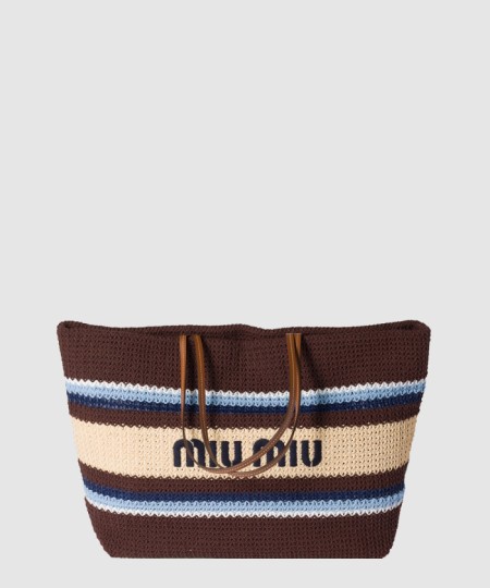 [MIUMIU-미우미우]라피아 앤 코튼 토트백 5BG228