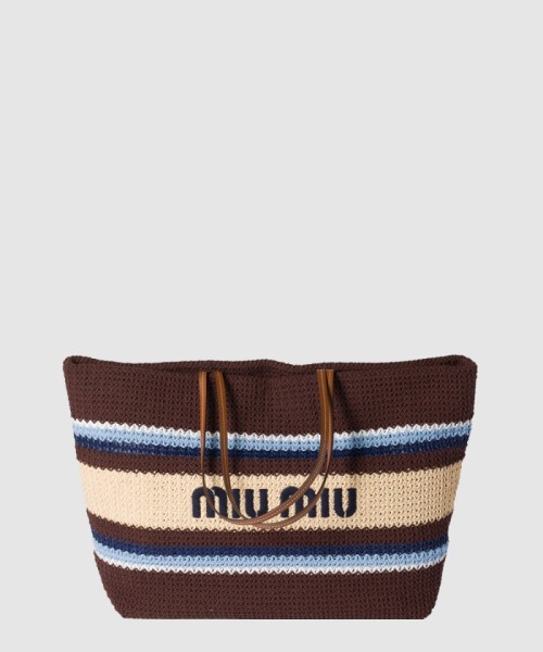 [MIUMIU-미우미우]라피아 앤 코튼 토트백 5BG228