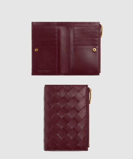 [BOTTEGA-보테가베네타]미디엄 인트레치아토 폴더형 지퍼 지갑 749940